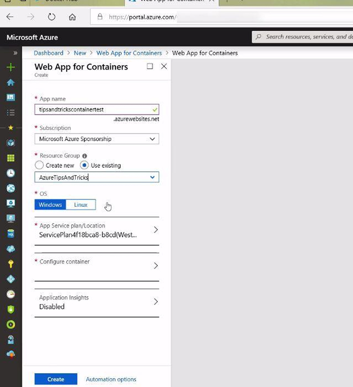 Web App for Containers Web App for Containers